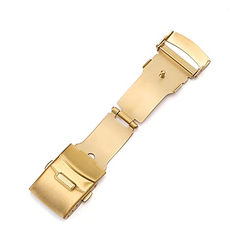 NIBOTT 16mm 18mm 20mm 22mm Edelstahl Doppelklicken Sie auf den Uhr Band Schnalle Männer Frauen Metall Falten Verschluss Zubehör Gold Rose Silber (Color : Gold, Size : 16mm) von NIBOTT