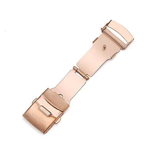 NIBOTT 16mm 18mm 20mm 22mm Edelstahl Doppelklicken Sie auf den Uhr Band Schnalle Männer Frauen Metall Falten Verschluss Zubehör Gold Rose Silber (Color : Rose gold, Size : 18mm) von NIBOTT