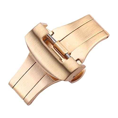 NIBOTT 20mm 22mm Uhren-Band-Schnalle Herren Silber Gold Schwarz Gebürstete Solide Edelstahl-Uhren-Armband-Bereitstellung Verschluss-Verschlussband-Zubehör (Color : Gold, Size : 20mm) von NIBOTT