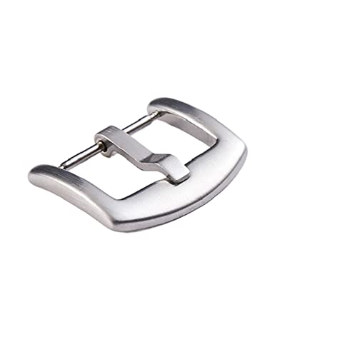 NIBOTT 316L Edelstahl-Uhr-Uhr-Verschluss Silber schwarz gebürstet 18mm 20mm 22mm Pin-Schnalle for jedes Uhrenband (Color : Silver Buckle, Size : 18mm) von NIBOTT