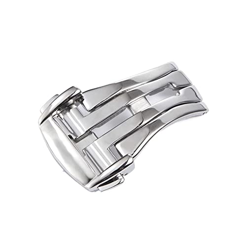 NIBOTT Bereitstellung Schnalle Fit for Omega Uhren-Bands Faltverschluss Gürtel Anmelden Silber Gold Rose 16mm 18mm 20mm Lederband Zubehör (Color : Silver, Size : 20mm) von NIBOTT