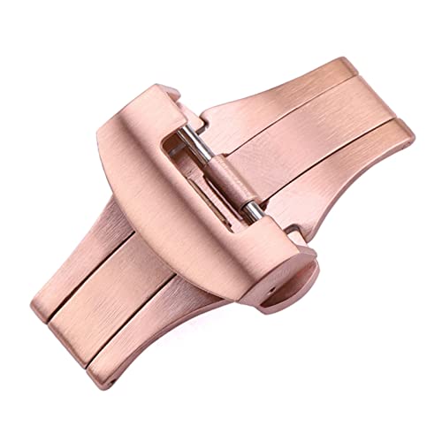 NIBOTT Edelstahl-Bereitstellungs-Verschluss 20mm 22mm Silbergold Schwarz Gebürstete Metall-Uhr-Bands Schnallenband Zubehör (Color : Rose Gold, Size : 20mm) von NIBOTT