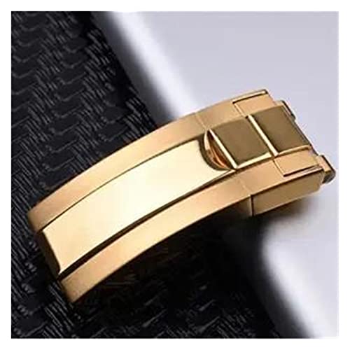 NIBOTT Edelstahl Pull-Uhr-Schließer Fit for Rolex Fit for Tag-Tona-Sub-Mariner GMT-Serie Schnalle-Uhr-Zubehör Metall-Uhr-Bandverschluss (Color : GOLD, Size : 9X9mm) von NIBOTT