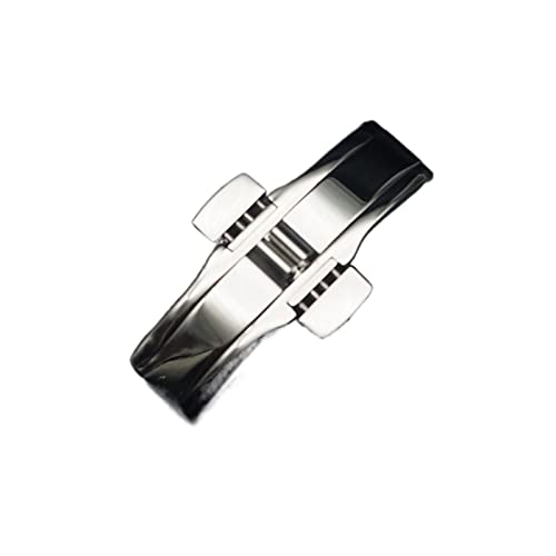 NIBOTT Fit for Tissot Edelstahl Massivmetallverschluss Uhr Zubehör doppelte Druckknopf Faltenuhr Schnalle Schmetterlingsabbauschließe (Color : 6x27mm) von NIBOTT