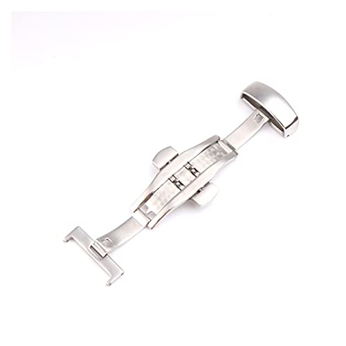 NIBOTT Schmetterlingsbereitstellung Watch Band Schnalle Edelstahl Feste Doppel-Druckknopf Faltgurtverschluss 10 12 14 16 18 20 22mm Werkzeuge (Color : Silver, Size : 10mm) von NIBOTT