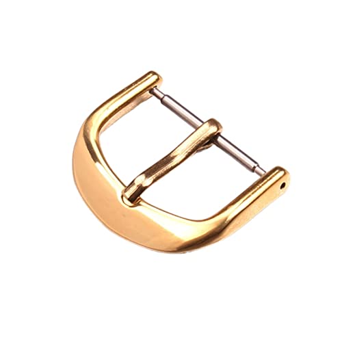 NIBOTT Solide Edelstahl Silber Gold Watch-Schnalle 12 1618 20 22mm Metall polierte Lederarmbands Gurtverschluss Uhren Zubehör(Gold,22mm) von NIBOTT