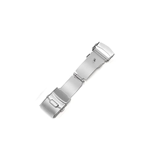 NIBOTT T08 Edelstahl Doppelpresse Sicherheitsuhr Zubehör Anschluss Universal Faltschnalle (Color : Silver, Size : 20mm) von NIBOTT