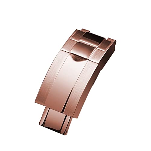 NIBOTT Übersehen Schnalle fit for Rolex Fit for Daytona Yacht-Master fit for Submariner Armband Edelstahl Faltschnalle Watch Zubehör Mann Watch Verschluss (Color : Rose gold, Size : 16mm) von NIBOTT