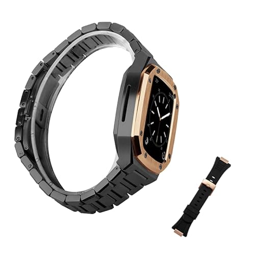 NIBYQ DIY Armband-Modifikationsset für Apple Watch 8, 7, 41 mm, 45 mm, Edelstahl-Gehäuseband für iWatch Serie 6, SE, 5, 4, 40 mm, 44 mm, Gummi-Set, 44MM, Achat von NIBYQ