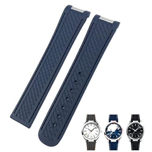 NIBYQ Gummi-Uhrenarmband mit gebogenem Ende, 20 mm, passend für Omega Seamaster 300 AT150 Aqua Terra 8900 Speedmaster Silikon-Uhrenarmband, 20 mm, Achat von NIBYQ