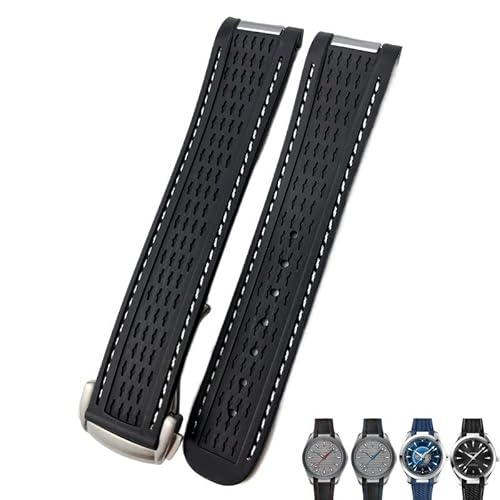 NIBYQ Gummi-Uhrenarmband mit gebogenem Ende, 20 mm, passend für Omega Seamaster 300 AT150 Aqua Terra 8900 Speedmaster Silikon-Uhrenarmband, 20 mm, Achat von NIBYQ