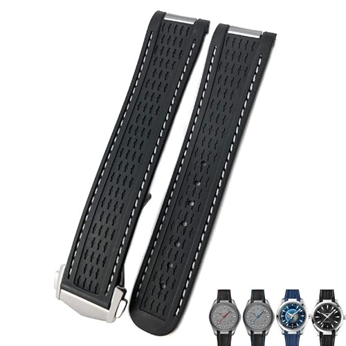 NIBYQ Gummi-Uhrenarmband mit gebogenem Ende, 20 mm, passend für Omega Seamaster 300 AT150 Aqua Terra 8900 Speedmaster Silikon-Uhrenarmband, 20 mm, Achat von NIBYQ