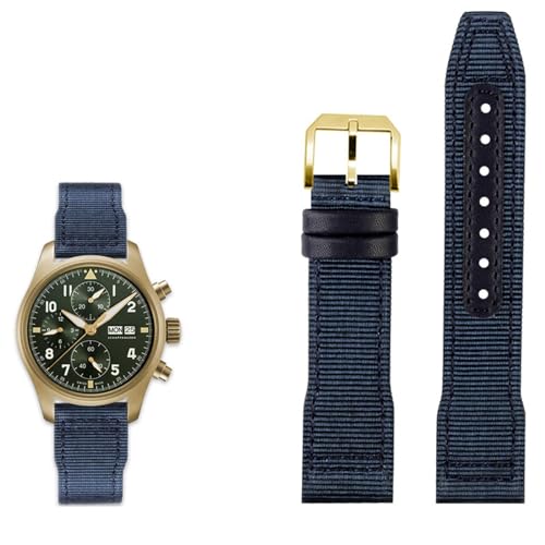 NIBYQ Nylon-Lederarmband, 20 mm, 21 mm, 22 mm, passend für IWC Le Petit Prince Big Pilot Top Gun IW3777, schwarzes Sport-Leinenarmband, 22 mm, Achat von NIBYQ