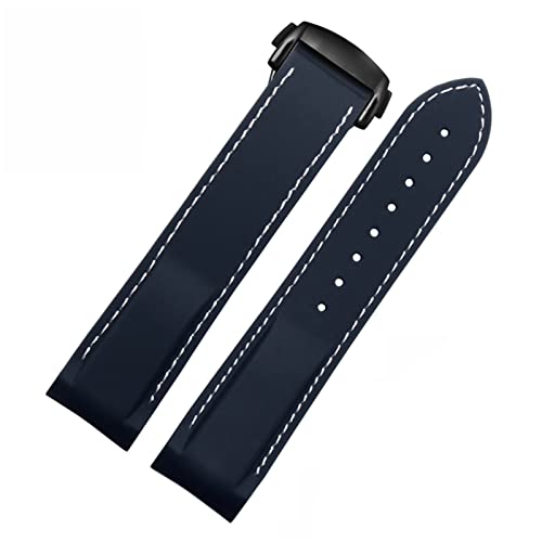 NIBYQ Silikon-Uhrenarmband für Omega Seamaster 007 Handgelenk, wasserdicht, mit Faltschließe, 20 mm / 22 mm, 20 mm, Achat von NIBYQ