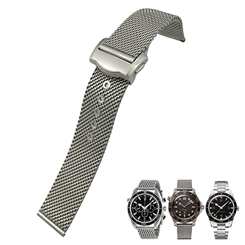 NIBYQ Uhrenarmband aus 316L-Edelstahl, 20 mm, Uhrenarmband für Omega 007 Seamster 300, silberfarbenes Metallgewebe, 20 mm, Achat von NIBYQ