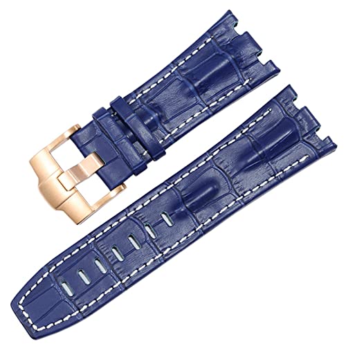 NIBYQ Uhrenarmband aus echtem Leder für AP 15703 Royal Oak Offshore-Serie, 28 mm Krokodil-Uhrenarmbänder, 28mm, Achat von NIBYQ