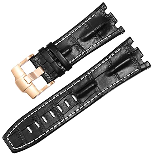 NIBYQ Uhrenarmband aus echtem Leder für AP 15703 Royal Oak Offshore-Serie, 28 mm Krokodil-Uhrenarmbänder, 28mm, Achat von NIBYQ