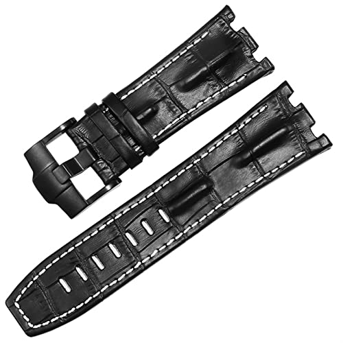 NIBYQ Uhrenarmband aus echtem Leder für AP 15703 Royal Oak Offshore-Serie, 28 mm Krokodil-Uhrenarmbänder, 28mm, Achat von NIBYQ