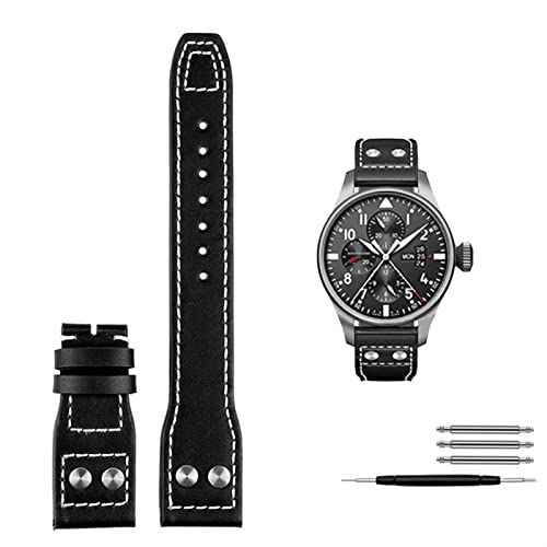 NIBYQ Uhrenarmband aus echtem Leder für IWC Big Pilot Spitfire, Rindsleder, Faltschnalle, 21 mm, 22 mm, 22 mm, Achat von NIBYQ