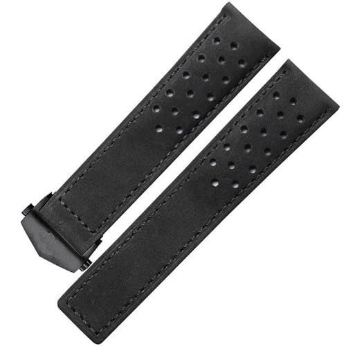 NIBYQ Uhrenarmband aus echtem Leder für TAG Heuer Uhrenarmband mit Faltschnalle, 20 mm, 22 mm, Rindslederband, Grau/Schwarz/Braun, 20 mm, Achat von NIBYQ