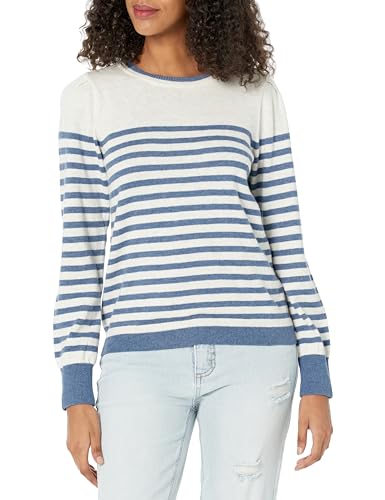 NIC+ZOE Damen Streifen Femme Ärmel Pullover, Blau Multi, Mittel von NIC+ZOE