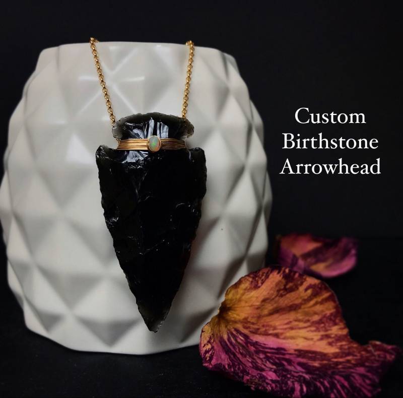 Benutzerdefinierte Geburtsstein Obsidian Pfeilspitze Halskette | Boho Schmuck Roher Edelstein Gold Sterling Silber Rose Benutzerdefinierte Geburtsstein Obsidian Pfeilspitze Halskette | Boho Schmuck Roher Edelstein Gold Sterling Silber Rose von NICCOLETTI
