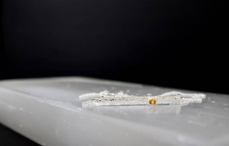 Citrin Bar Halskette in 14K Gold Filled Oder Sterling Silber, November Geburtsstein von NICCOLETTI