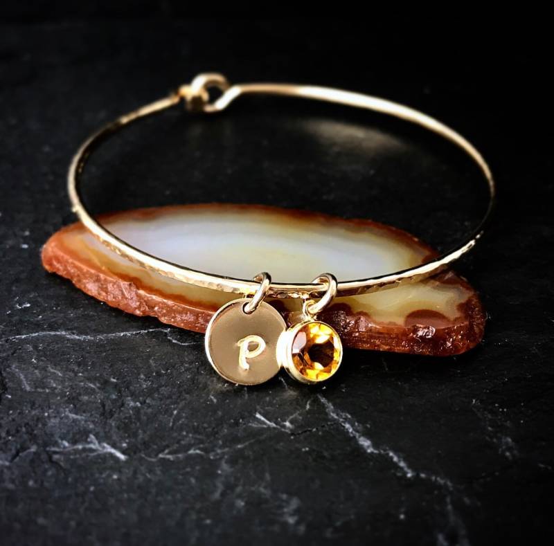 Citrin Charmed Armreif | Personalisierter Charm Geschenk Für Sie Benutzerdefinierte Edelstein November Geburtsstein Mama von NICCOLETTI