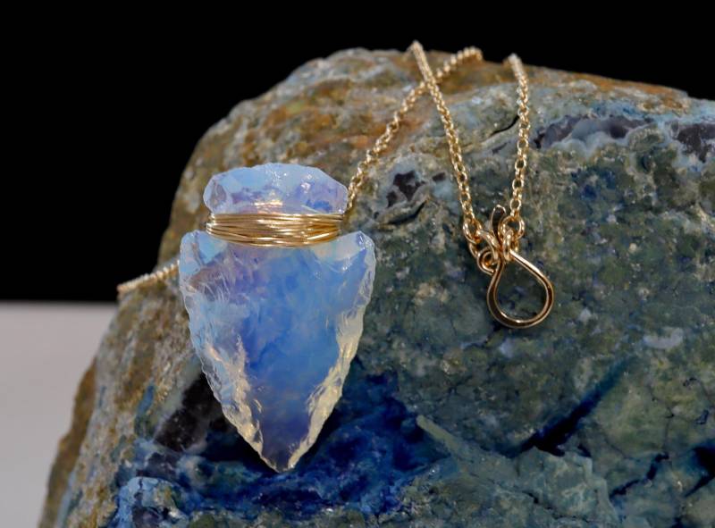 Opalite Mini Pfeilspitze Halskette | Sterling Silber Oder 14Kt Gold Gefüllte Künstliche Glas Gelb Boho Schmuck Geschenke von NICCOLETTI