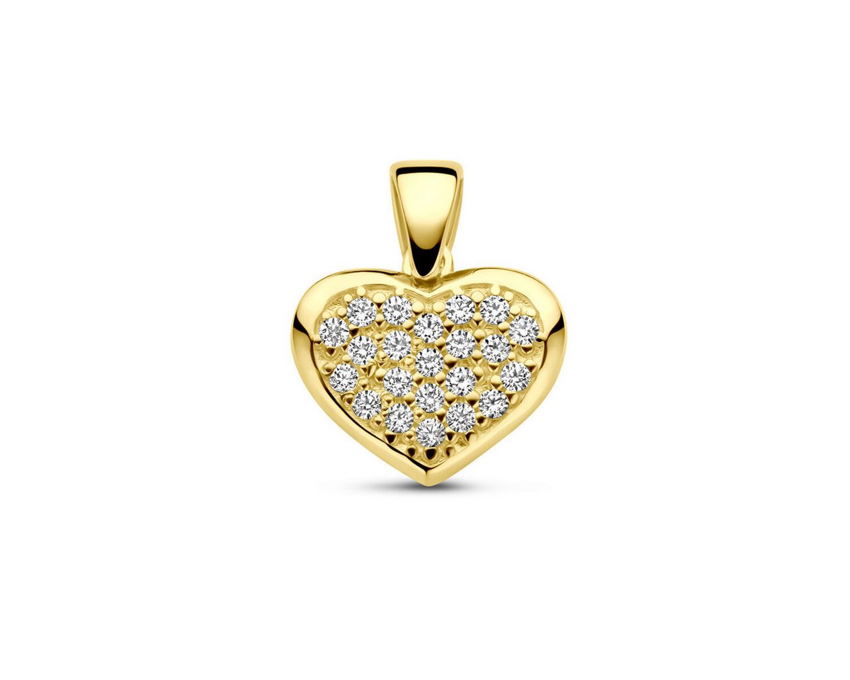 NICEANDnoble Kettenanhänger 585er Gelbgold Kettenanhänger Herz Zirkonia von NICEANDnoble