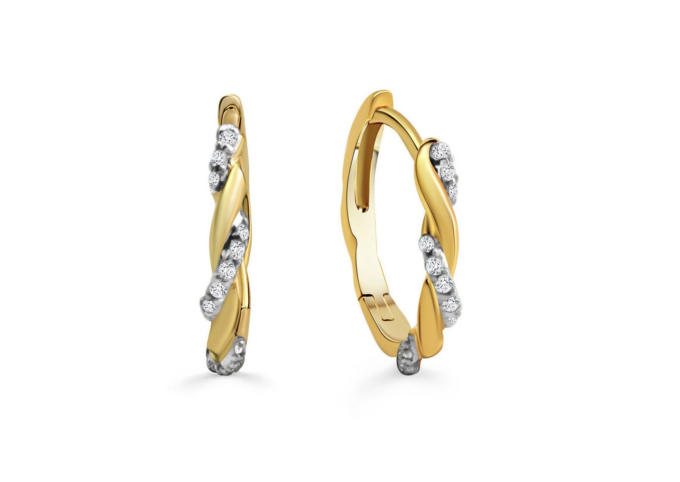 NICEANDnoble Klappcreolen 925er Silber Klapp-Creolen teilvergoldet Zirkonia von NICEANDnoble