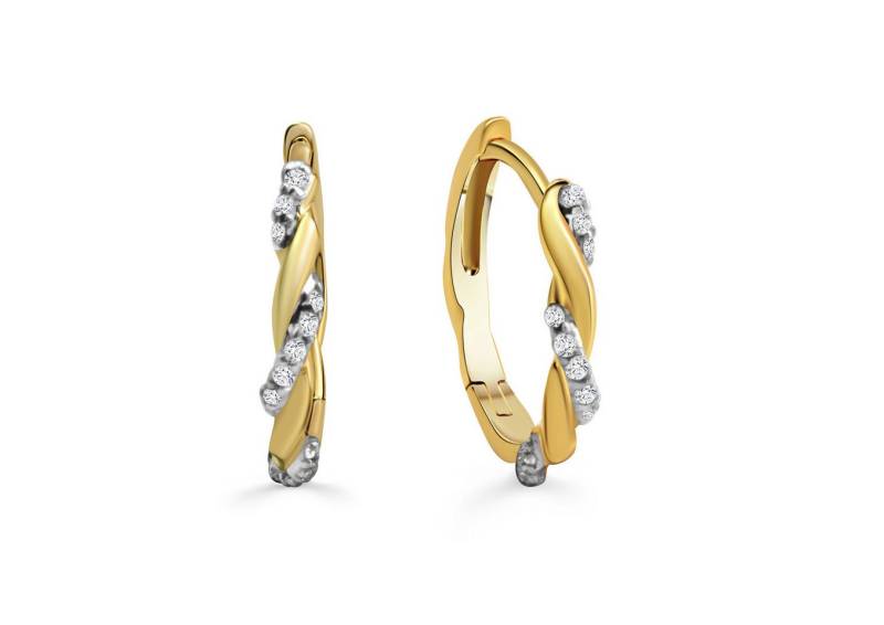 NICEANDnoble Klappcreolen 925er Silber Klapp-Creolen teilvergoldet Zirkonia von NICEANDnoble