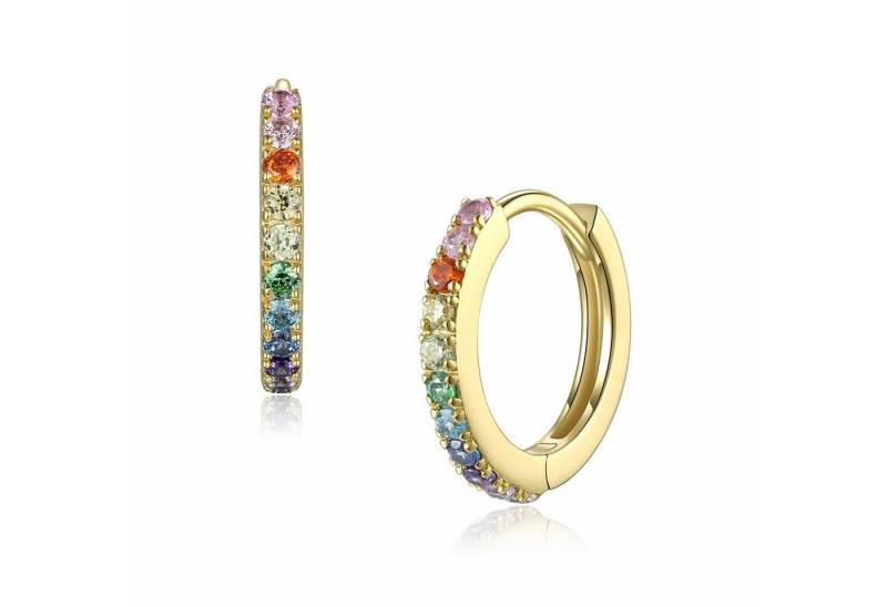 NICEANDnoble Klappcreolen 925er Silber Klappcreolen vergoldet bunte Zirkonia, bunte Zirkonia von NICEANDnoble