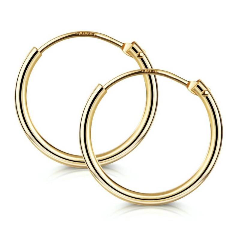 NICEANDnoble Paar Creolen 585er Gelbgold Creolen Rundrohrcreolen 17,5 mm von NICEANDnoble