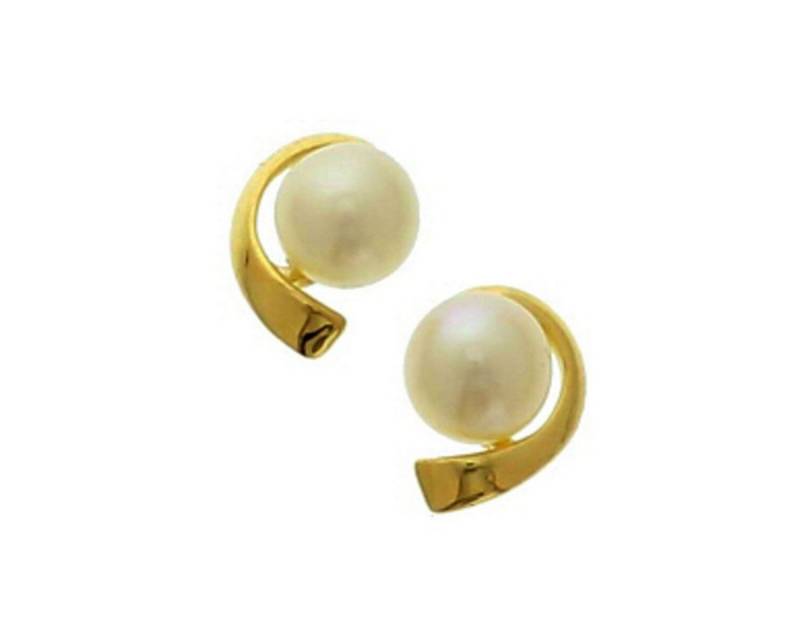 NICEANDnoble Paar Ohrstecker 585er Gelbgold Ohrstecker Süßwasserperle 4 mm von NICEANDnoble
