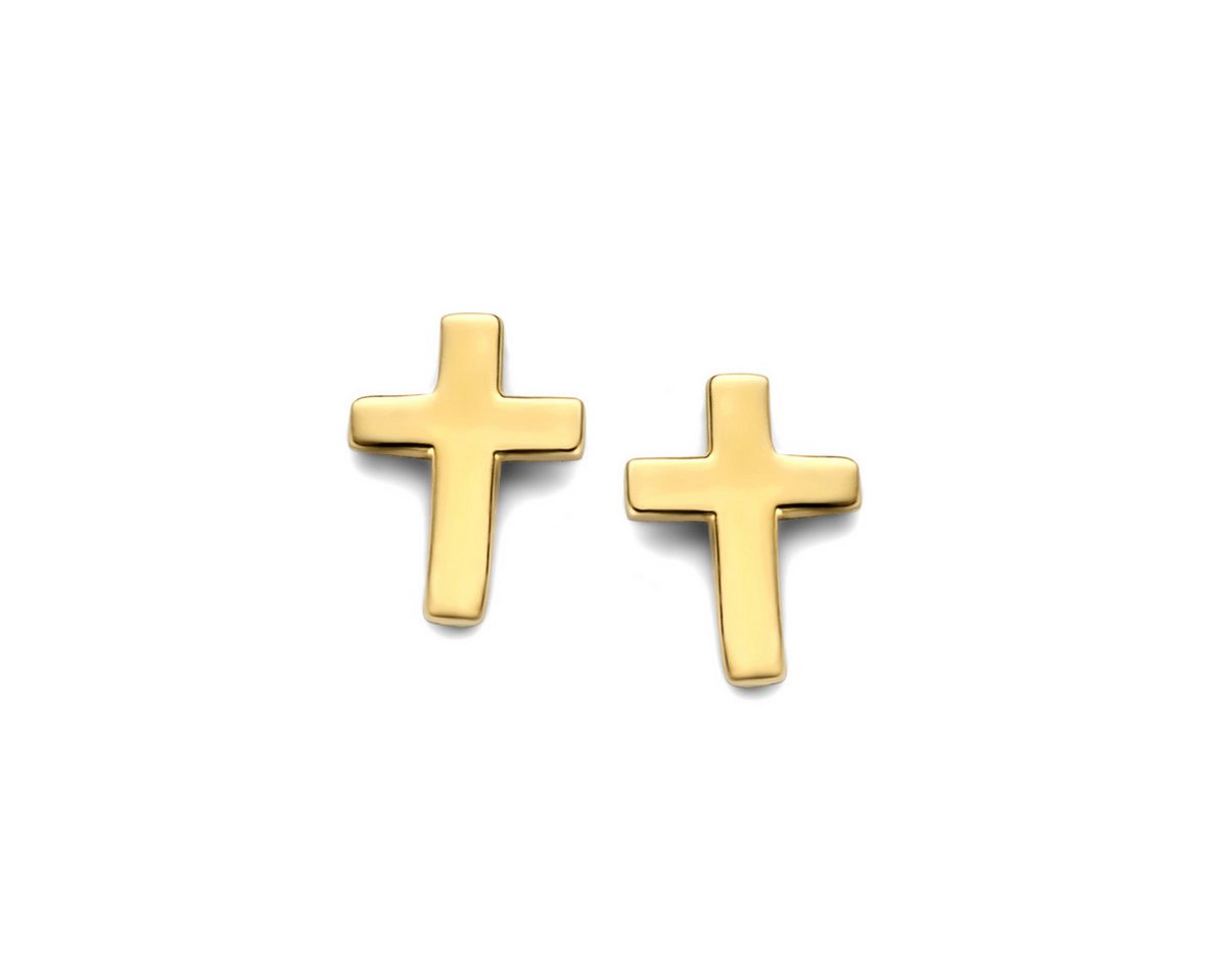 NICEANDnoble Paar Ohrstecker 585er Gelbgold Ohrstecker kleines Kreuz von NICEANDnoble