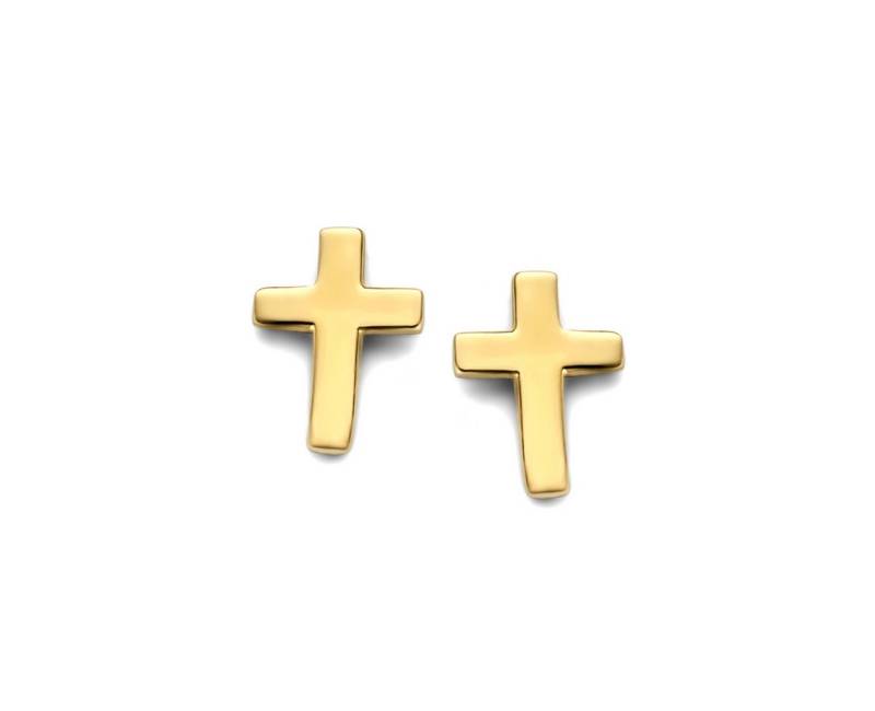NICEANDnoble Paar Ohrstecker 585er Gelbgold Ohrstecker kleines Kreuz von NICEANDnoble