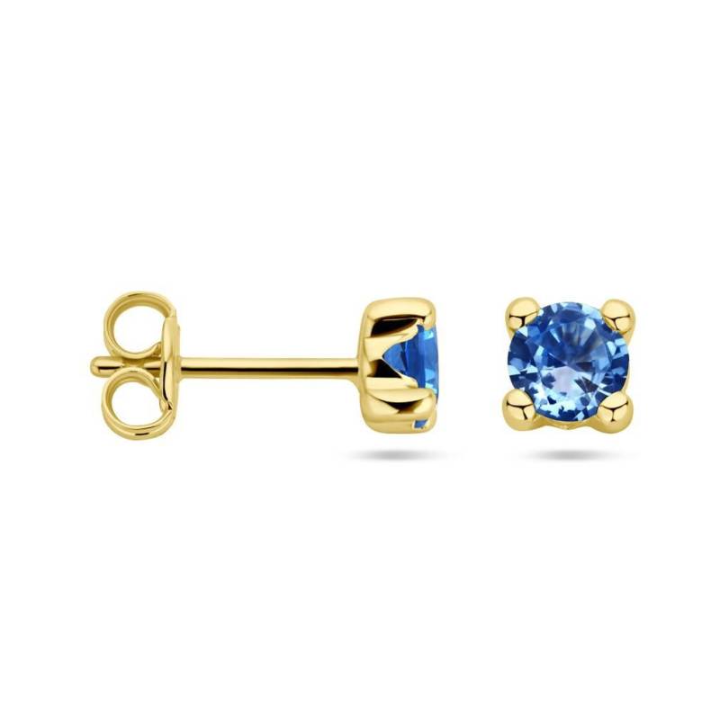 NICEANDnoble Paar Ohrstecker 585er Gelbgold Ohrstecker synth. Aquamarin 4 mm von NICEANDnoble
