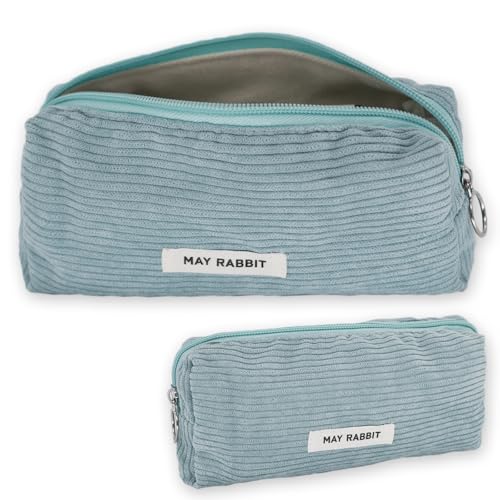 NICECONE Cord-Stoff Federmäppchen, Leichte kleine Bleistifttasche Schreibwaren Organizer Tasche Make-up Tasche Box Organizer Werkzeug Reißverschluss Tragbar Aufbewahrungstasche für Schule Büro (Grau) von NICECONE