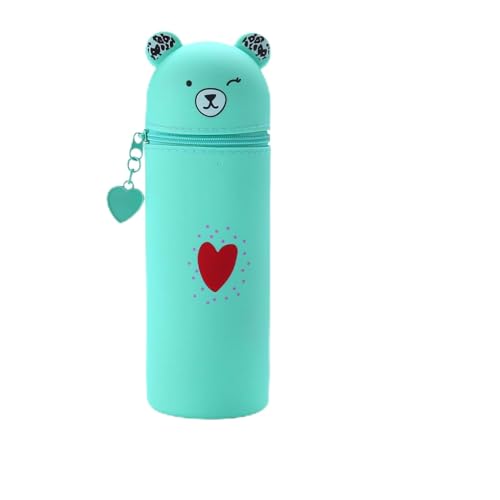 NICEIN®Kawaii Federmäppchen, 2-in-1 Stand Mäppchen mit Reißverschluss, Niedliches Cartoon Tier Federmappe, Federtasche für Schülerin Teenager Mädchen, Große Pencil Case, Aesthetic Schulbedarf (Grün) von NICEIN