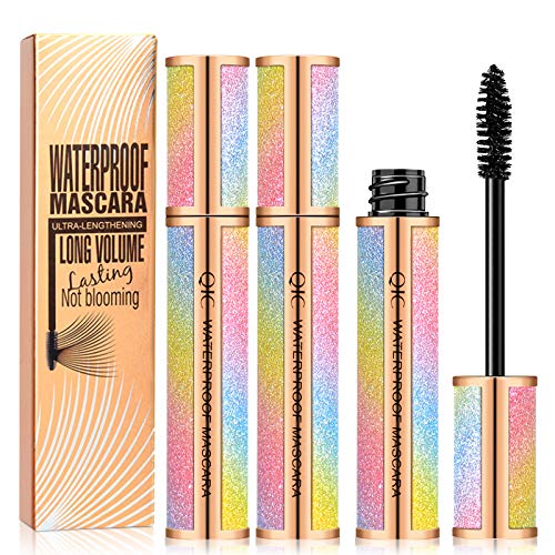 2 Stück 4D Silk Fiber Lash Mascara schwarz, wasserdicht, längere & dickere Wimpern, voluminöse Wimpern, klumpenfrei, langlebig, natürlich wischfest, fügt Länge, Tiefe und Glamour mühelos hinzu. von NICEMOVIC