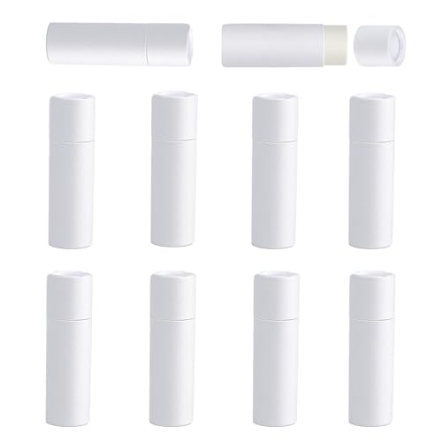 NICENEEDED 10 Stück Lippenbalsamtuben Aus Pappe, Lippenstifthülse Aus Weißem Papier, Leere Lipgloss-Behälter Aus Karton, Festes Parfümröhrchen von NICENEEDED
