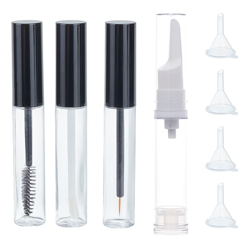 NICENEEDED 10 ml Leere Mascara-Tube Und Zauberstab, Wimpern-Eyeliner-Lipgloss-Tube, Nachfüllbarer Mascara-Behälter, Eyeline-Kunststoffbehälterflasche Mit Gummieinsätzen Und Trichtern von NICENEEDED