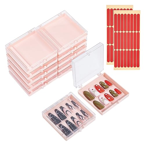 NICENEEDED 12 Stück Aufbewahrungsboxen Zum Aufdrücken von Nägeln, Verpackungskoffer Für Künstliche Nägel, Künstliche Nägel, Transparente Acryl-Nagel-Organizer-Boxen Mit Doppelseitigem Klebeband von NICENEEDED