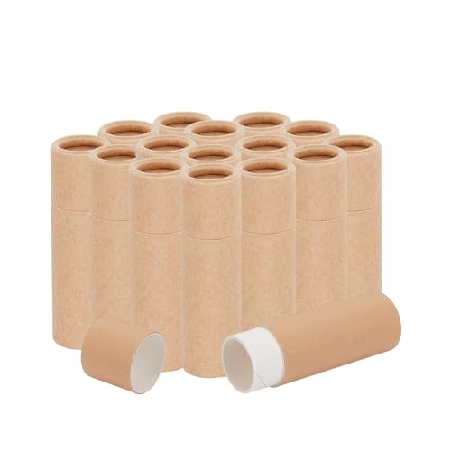 NICENEEDED 15 Stück 10 ml Karton-Lippenbalsam-Tuben, nachfüllbare Papier-Lippenstift-Röhre, runder Karton, leerer Lipgloss-Behälter, solide Parfüm-Tube, Kosmetikbox für DIY-Lipgloss-Balsam und von NICENEEDED
