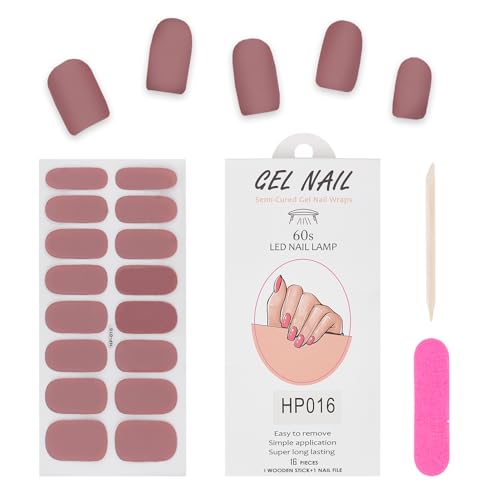 NICENEEDED 16 Stück Gel Nagellackstreifen In Pflaumenfarbe Selbstklebende Nagelfolie UV Gel Lack Komplette Nagelfolien Für Frauen Nail Art Maniküre von NICENEEDED