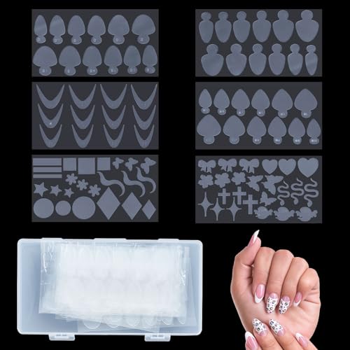NICENEEDED 168 Stück Dual-Nagelform-Form, French-Maniküre-Aufkleber Aus Silikon, Gele Nagelform-Aufkleber Für Acrylnägel, Falsche Spitzen, Nagelkunst-Verlängerung, Schneller Aufbau von NICENEEDED