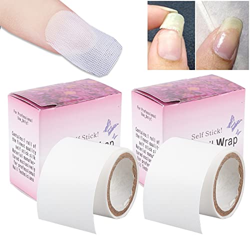 NICENEEDED 2 Rollen Selbstklebende Seidennagelfolie, Bandage Tape Easy Trimerable Für Die Reparatur Beschädigter Nagelspitzen, Nail Art Extension Fiberglas-Sticker von NICENEEDED