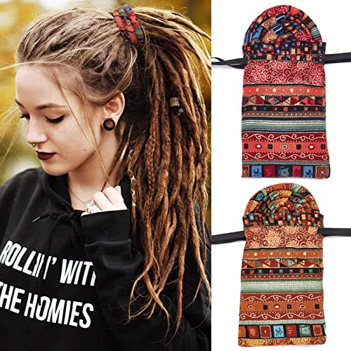 NICENEEDED 2 Stück Spiralverschluss-Haargummi Für Dreadlocks, Bunte Haargummis Im Bohemian-Stil, Wickelbare, Biegsame Haarbänder, Dreadlock-Haargummi Für Damen Und Herren, Dickes, Lockiges Haar von NICENEEDED