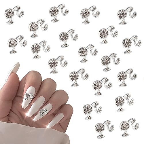 NICENEEDED 20 Stück 3D-Kopf-Nagelanhänger, Niedliche Nail-Art-Dekorationen, Kawaii Metall Nagel Strass Charms Für Acrylnägel Splitter Nagelschmuck Für Frauen Mädchen Maniküre Design DIY Handwerk von NICENEEDED